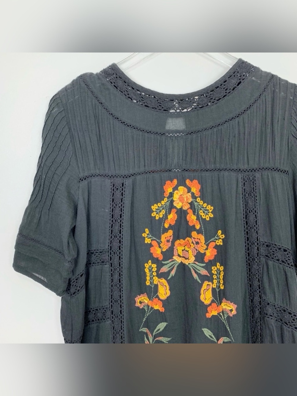 Free People Perfectly Victorian
Embroidered Mini Dress in Black & Orange, Small - Picture 8 of 13